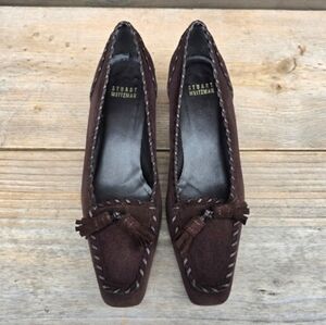 Stuart Weitzman Barclo Vintage 90s Minimalist Luxury Suede Kitten Heel 6.5M